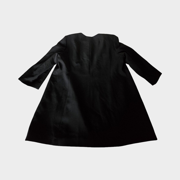 Le Suit Black Long Blazer Collarless Jacket Structured Career Minimalist Open 18 - Picture 10 of 16